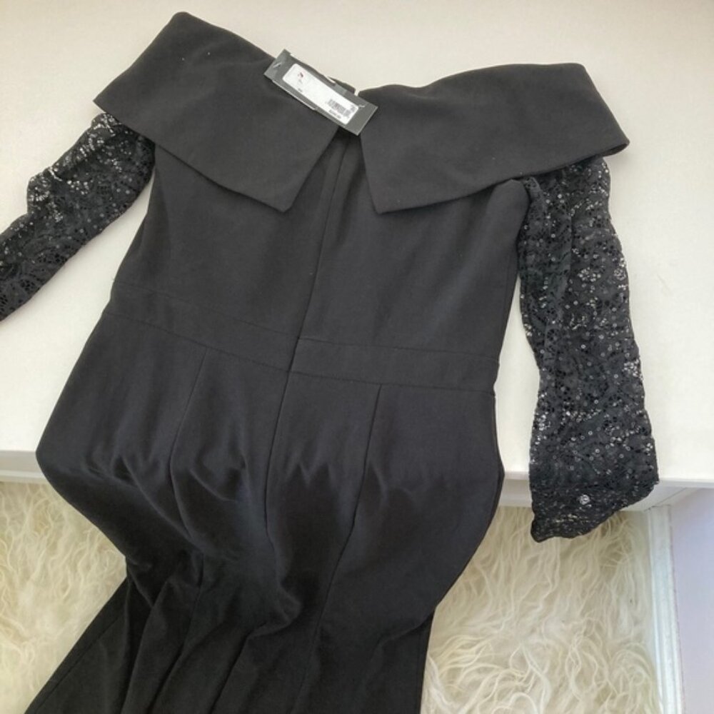 XSCAPE LACE SLEEVES OFF-THE-SHOULDER FORMAL DRESS 0214 - Picture 6 of 16